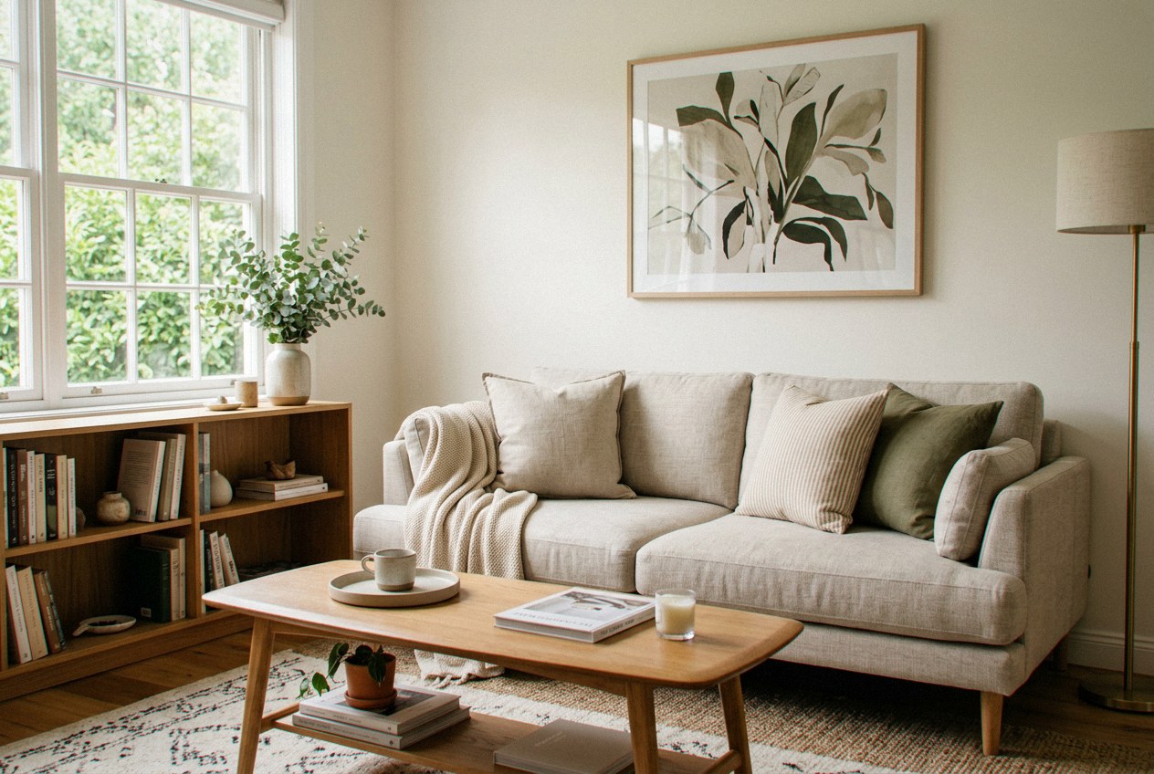 A spotless empty modern living room after a move-out clean by Freshet home cleaning in Alba Verde — move-in and move-out cleaning service